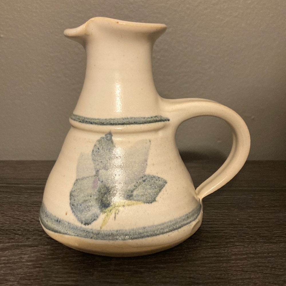 Signed Stoneware Handmade Pottery Pitcher Vase Pen Holder